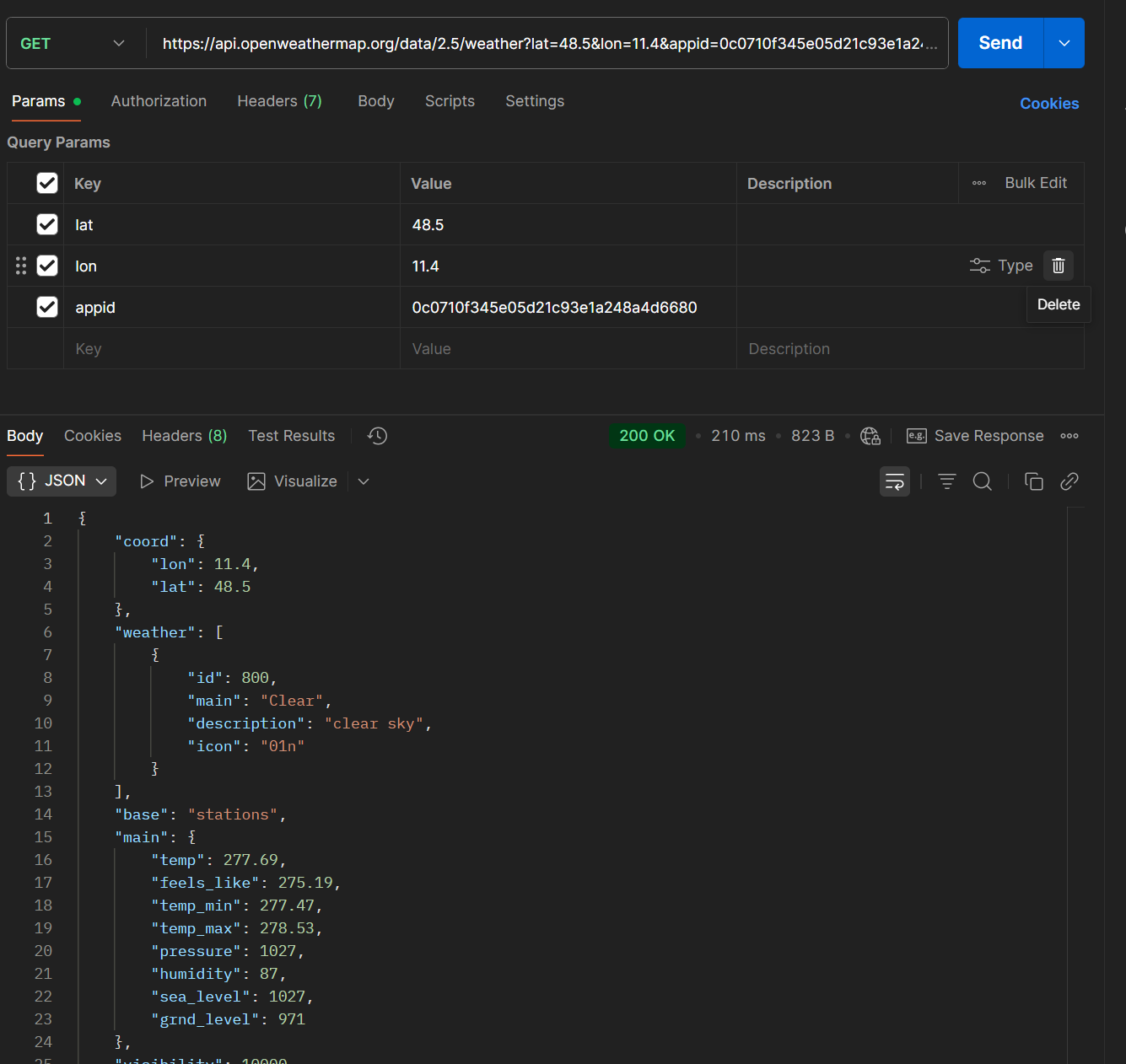 Postman Test: GET /data/2.5/weather