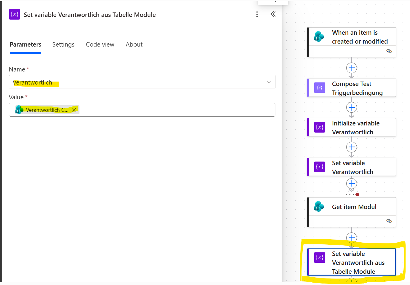 Variable verantwortlich
