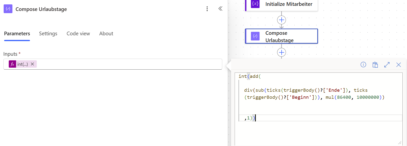 Aktion Compose Urlaubstage