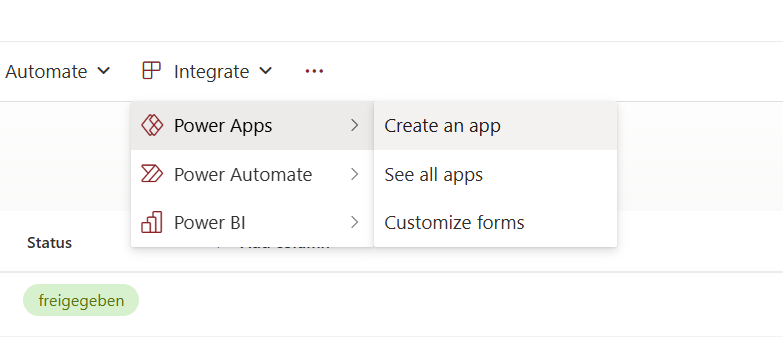 Power App aus Sharepoint Liste erstellen