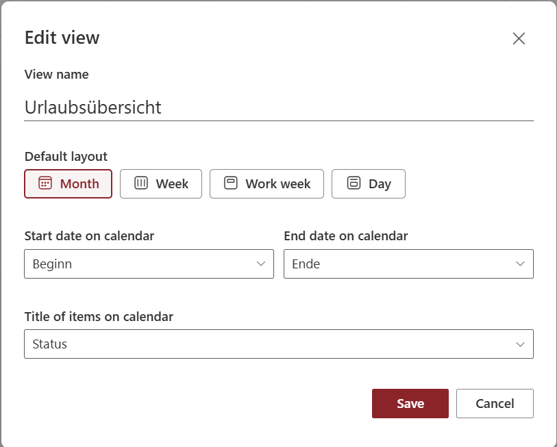 Kalendersicht Urlaubsübersicht